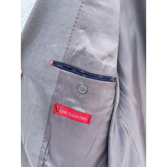 Gino Valentino Mens Hand Tailored Modern Fit Linen Blazer Sport Coat Gray Sz 42 - Picture 7 of 12